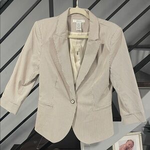 Grace Beige Stripe Earth Tones‎ Blazer NWT Size 6 Business Casual Office